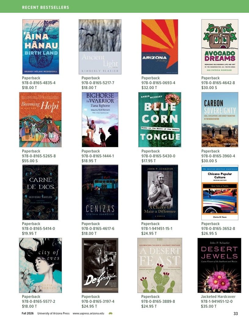 University of Arizona Press Fall Book Catalog Weekly Ad January 1 - December 31, 2026