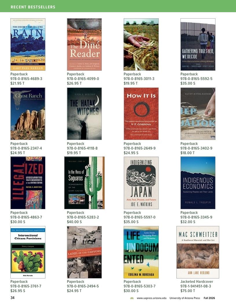 University of Arizona Press Fall Book Catalog Weekly Ad January 1 - December 31, 2026