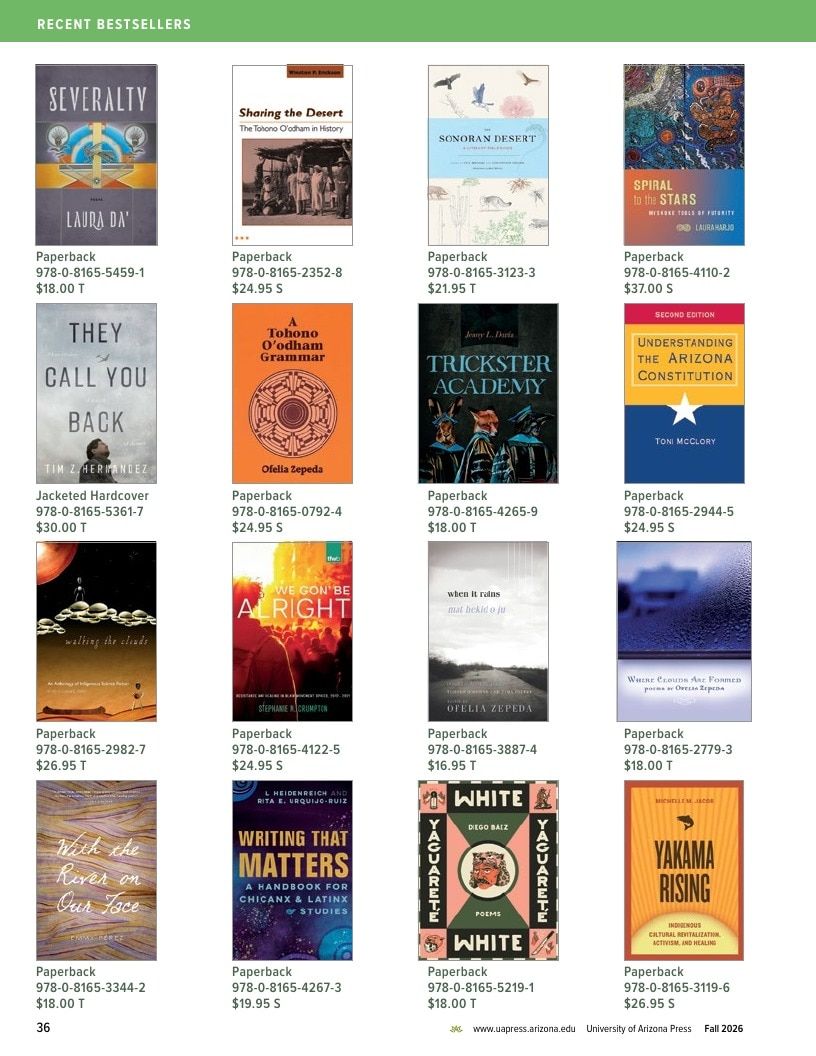 University of Arizona Press Fall Book Catalog Weekly Ad January 1 - December 31, 2026