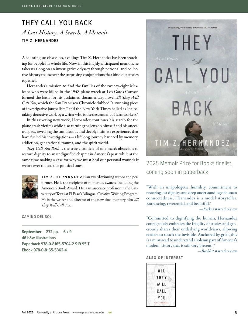 University of Arizona Press Fall Book Catalog Weekly Ad January 1 - December 31, 2026