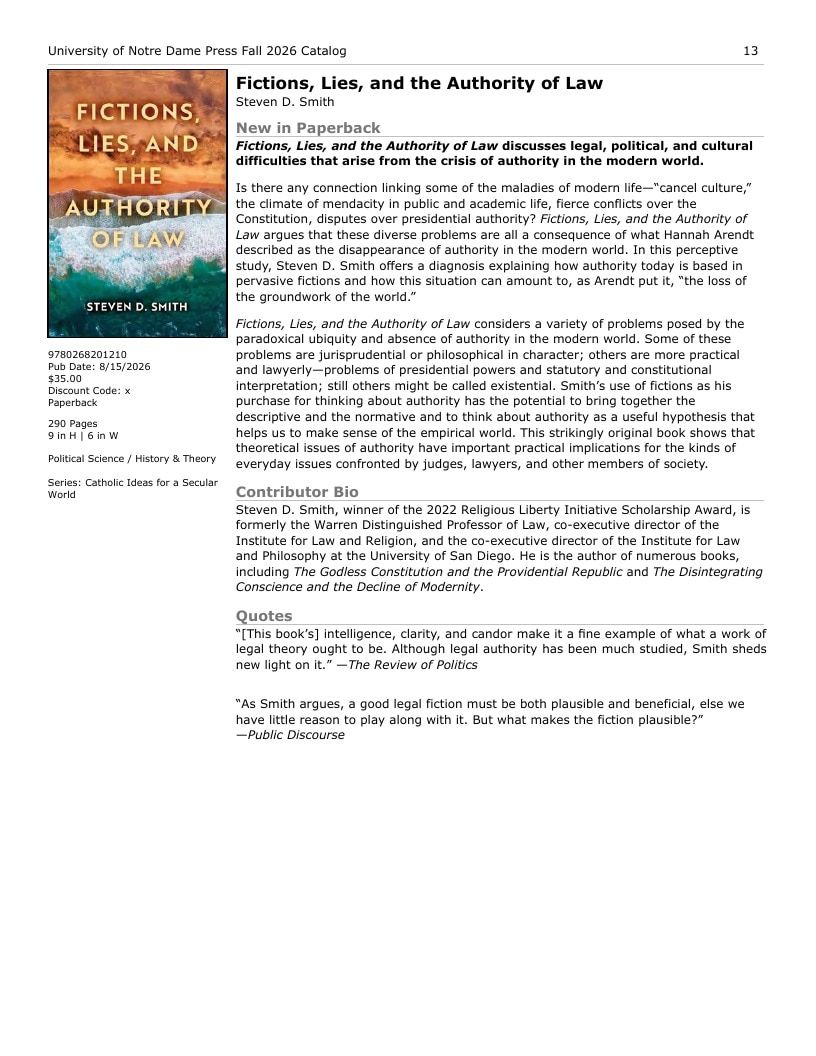 University of Notre Dame Press Fall Book Catalog Weekly Ad January 1 - December 31, 2026