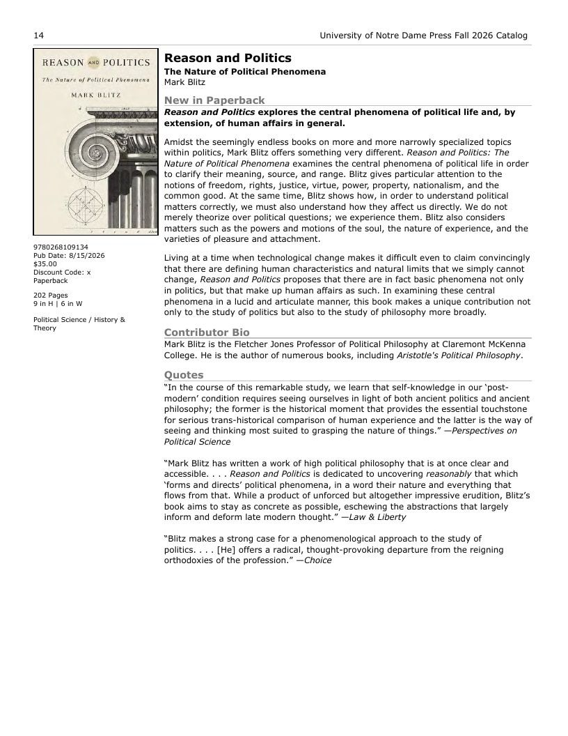 University of Notre Dame Press Fall Book Catalog Weekly Ad January 1 - December 31, 2026