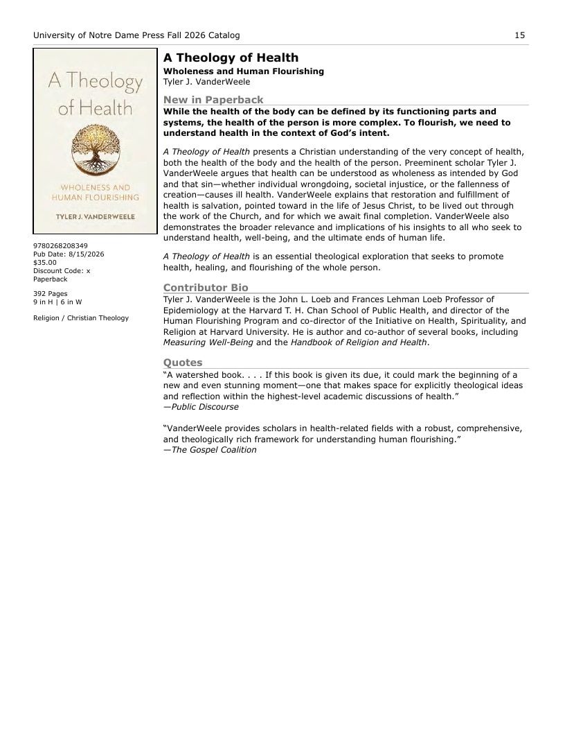 University of Notre Dame Press Fall Book Catalog Weekly Ad January 1 - December 31, 2026