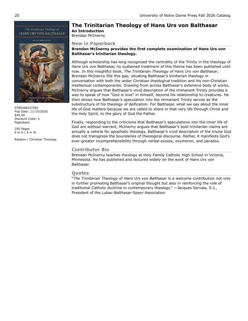 University of Notre Dame Press Fall Book Catalog Weekly Ad January 1 - December 31, 2026