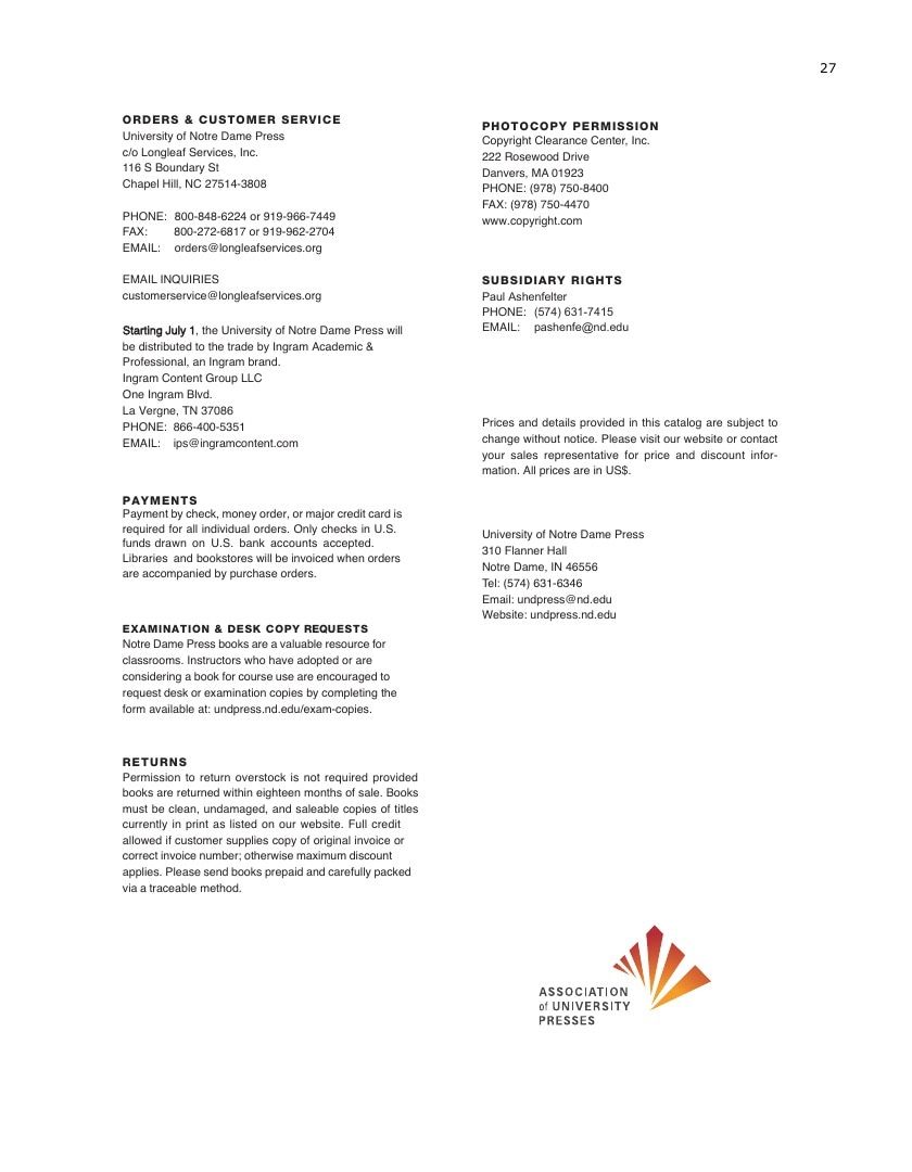 University of Notre Dame Press Fall Book Catalog Weekly Ad January 1 - December 31, 2026