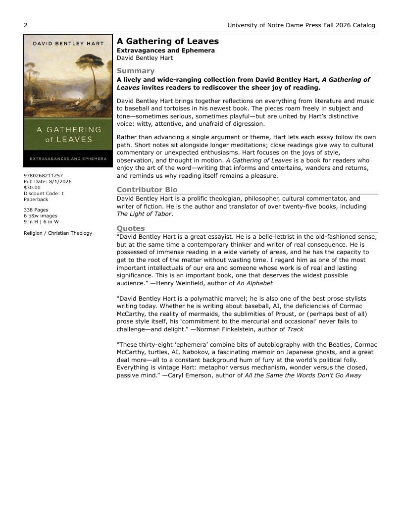 University of Notre Dame Press Fall Book Catalog Weekly Ad January 1 - December 31, 2026
