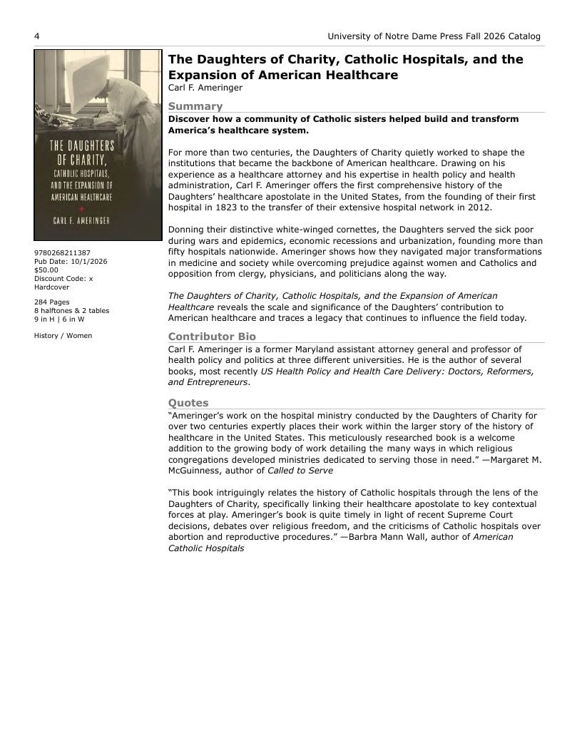 University of Notre Dame Press Fall Book Catalog Weekly Ad January 1 - December 31, 2026