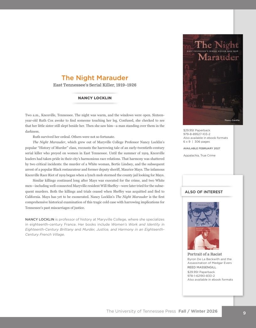 University of Tennessee Press Fall and Winter Books Catalog Weekly Ad January 1 - December 31, 2026