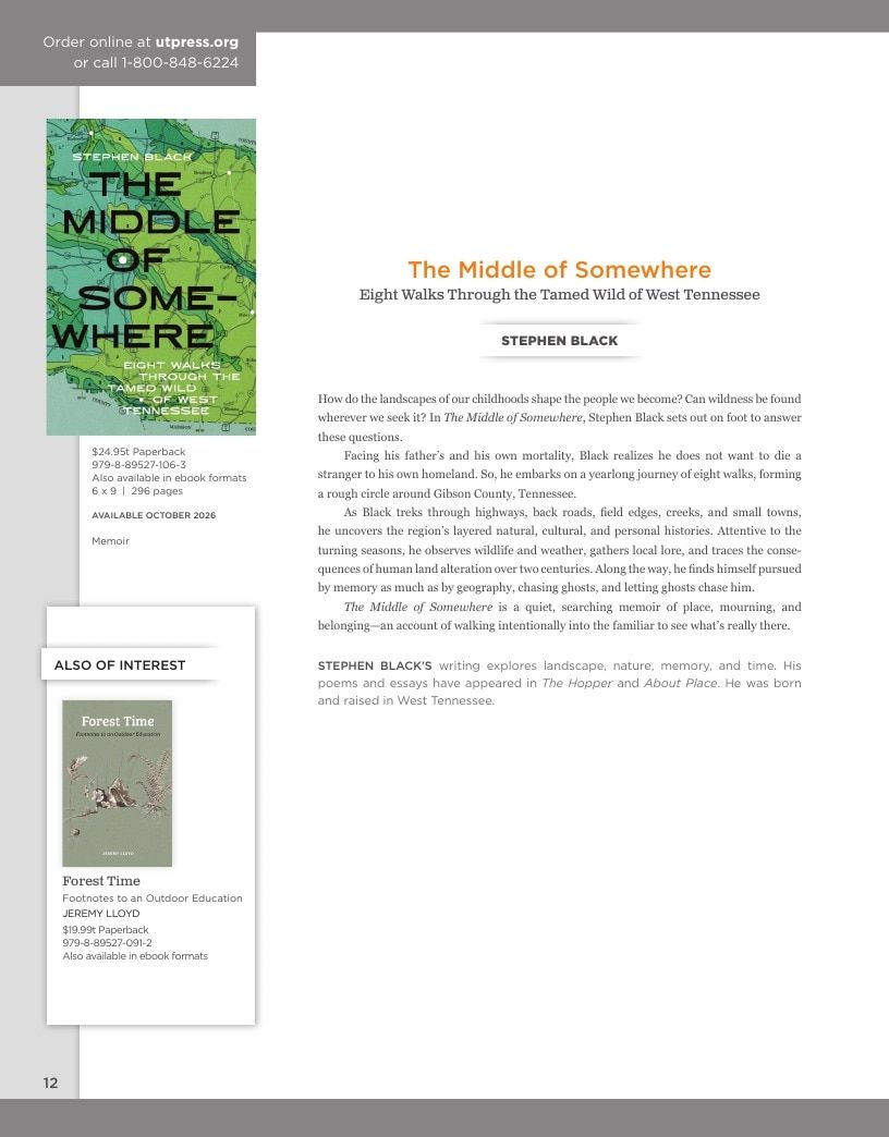 University of Tennessee Press Fall and Winter Books Catalog Weekly Ad January 1 - December 31, 2026