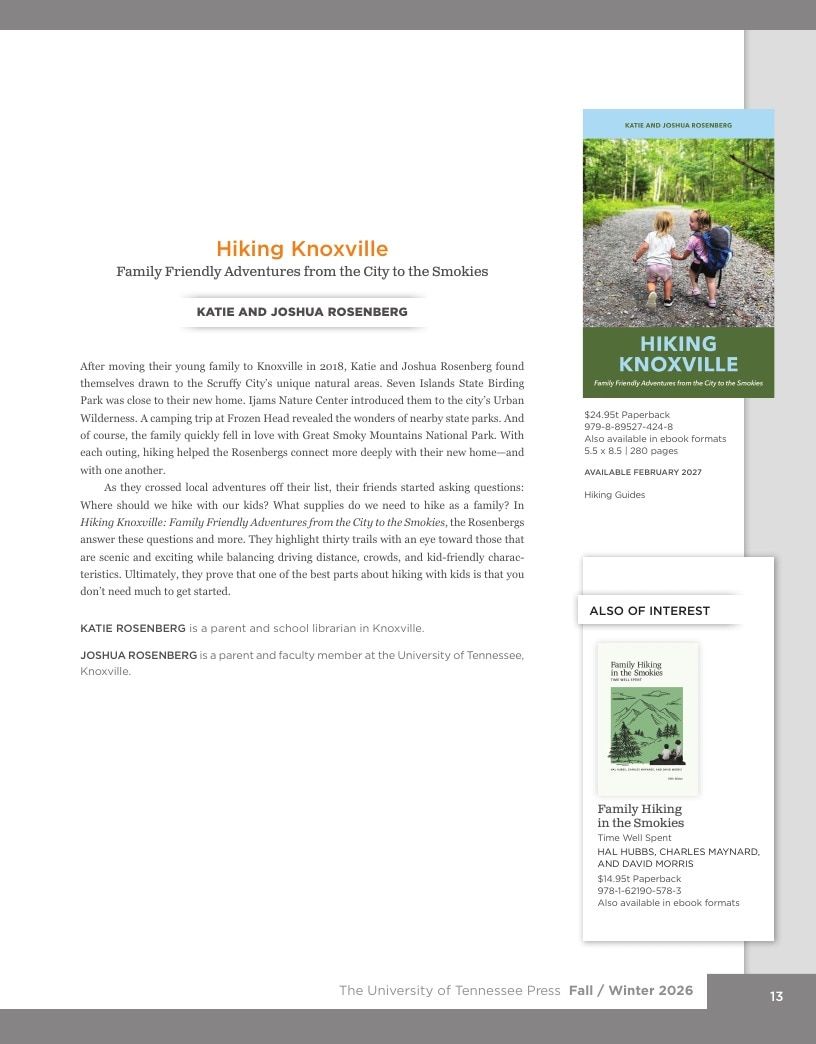 University of Tennessee Press Fall and Winter Books Catalog Weekly Ad January 1 - December 31, 2026