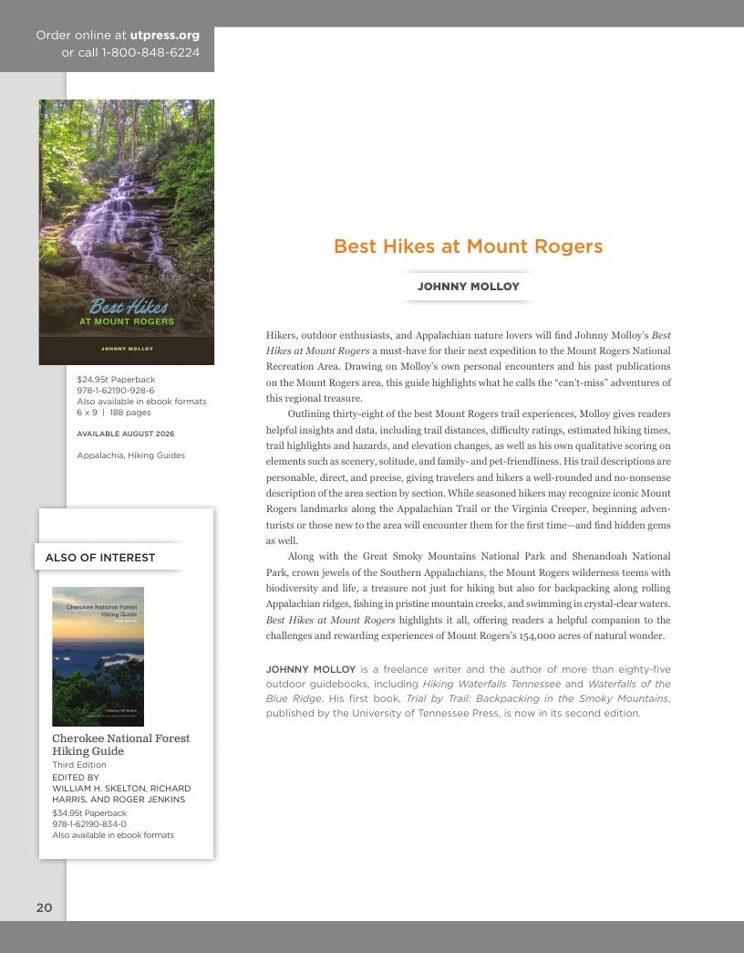 University of Tennessee Press Fall and Winter Books Catalog Weekly Ad January 1 - December 31, 2026