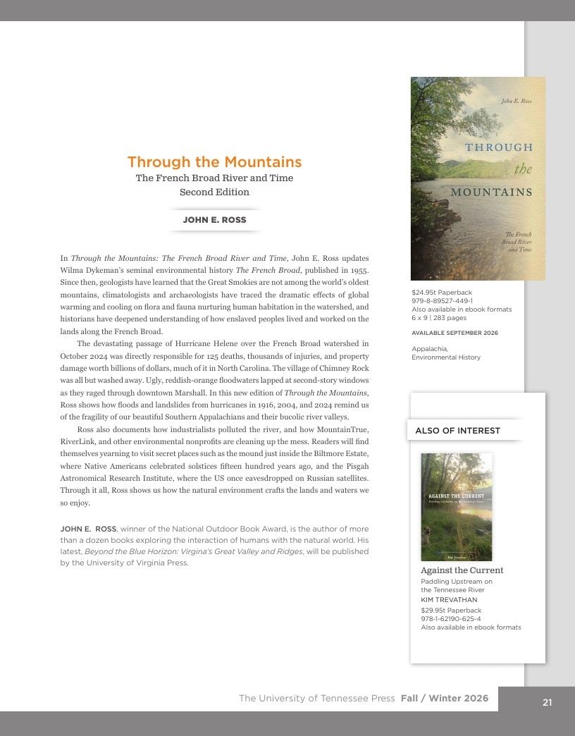 University of Tennessee Press Fall and Winter Books Catalog Weekly Ad January 1 - December 31, 2026