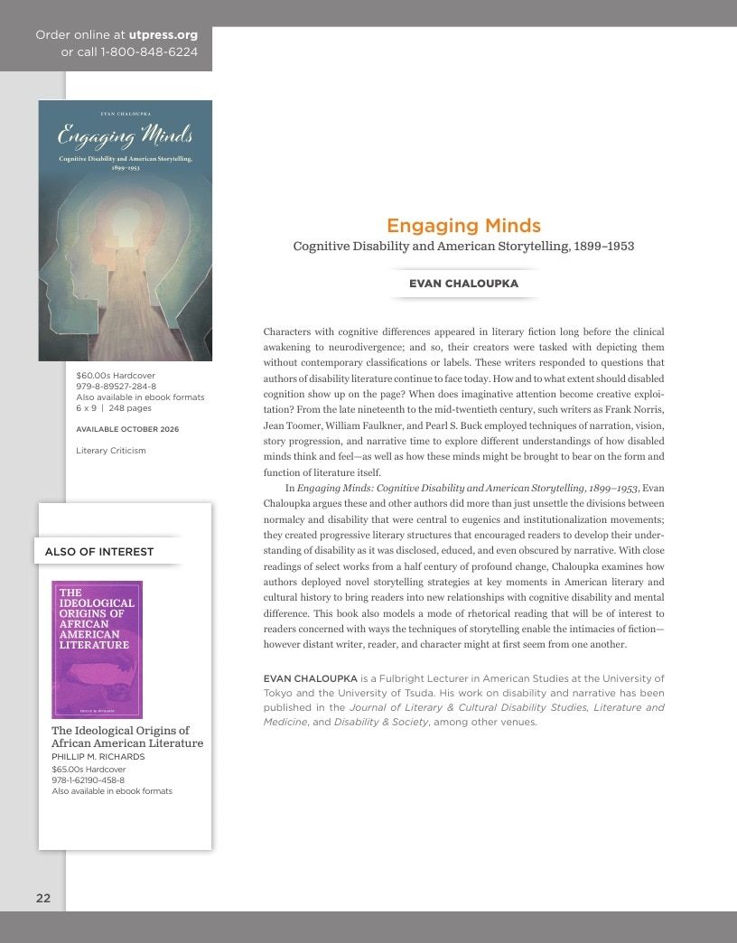 University of Tennessee Press Fall and Winter Books Catalog Weekly Ad January 1 - December 31, 2026