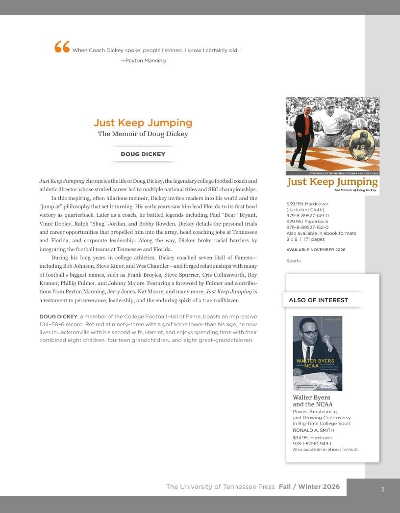 University of Tennessee Press Fall and Winter Books Catalog Weekly Ad January 1 - December 31, 2026