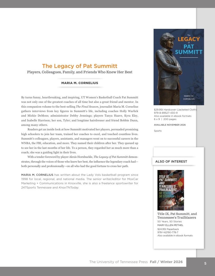 University of Tennessee Press Fall and Winter Books Catalog Weekly Ad January 1 - December 31, 2026