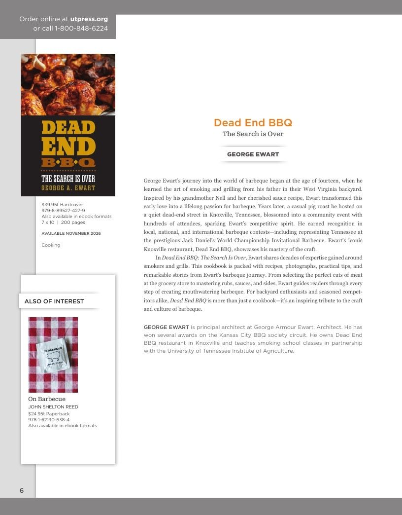 University of Tennessee Press Fall and Winter Books Catalog Weekly Ad January 1 - December 31, 2026
