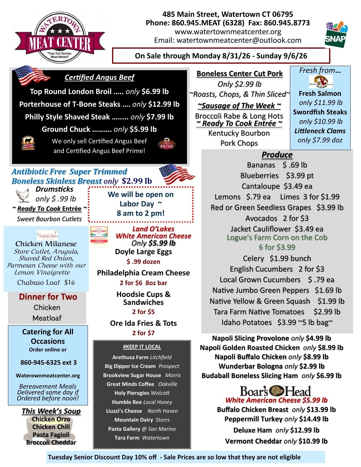 Watertown Meat Center Weekly Ad August 31 - September 6, 2026