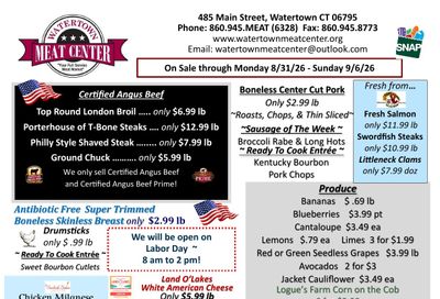 Watertown Meat Center Weekly Ad August 31 - September 6, 2026