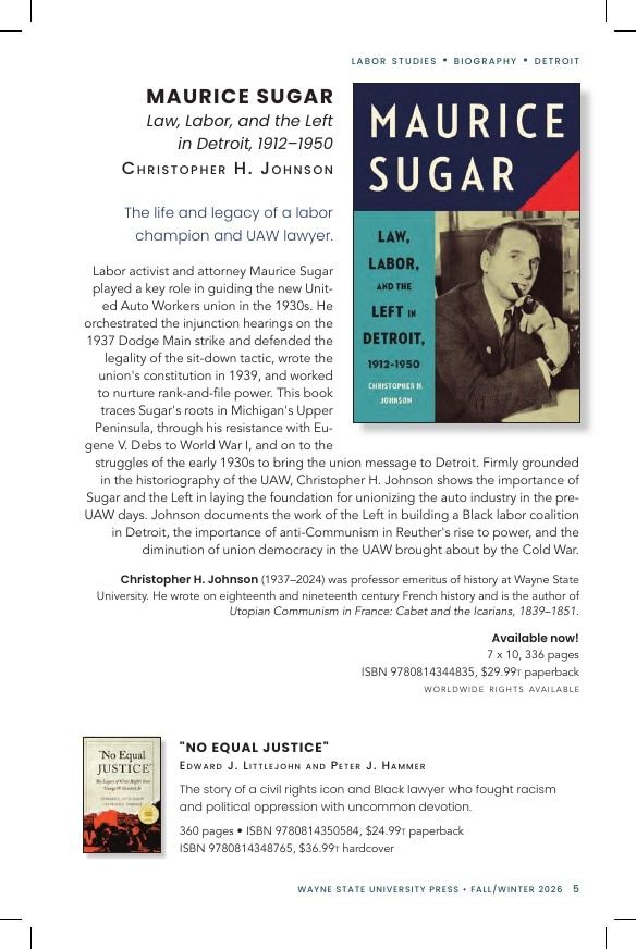 Wayne State University Press Fall and Winter Book Catalog Weekly Ad January 1 - December 31, 2026