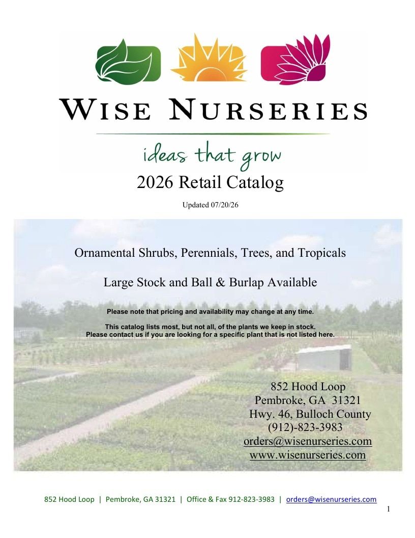 Wise Nurseries Retail Nursery Catalog Weekly Ad January 1 - December 31, 2026