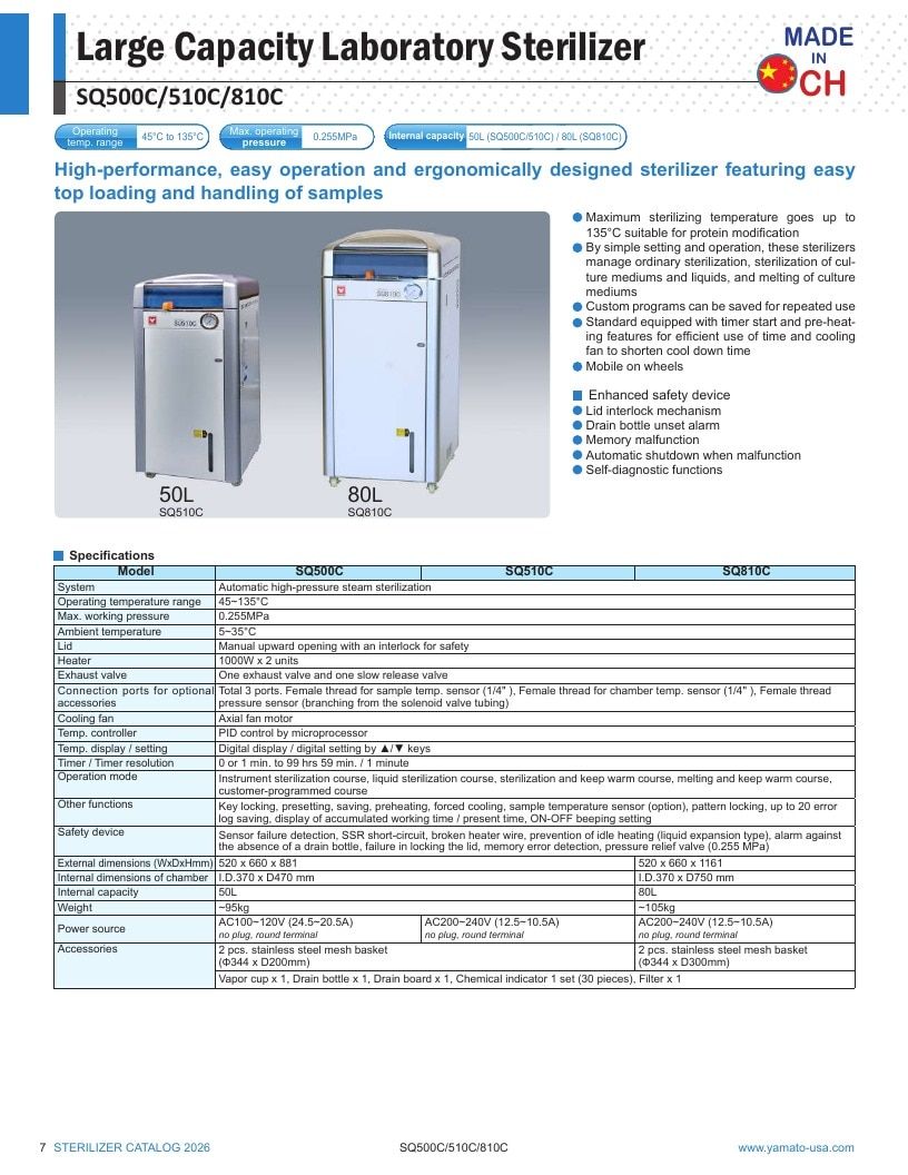 Yamato USA Laboratory Equipment Catalog Weekly Ad January 1 - December 31, 2026