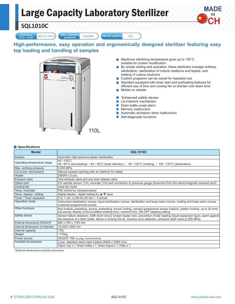 Yamato USA Laboratory Equipment Catalog Weekly Ad January 1 - December 31, 2026