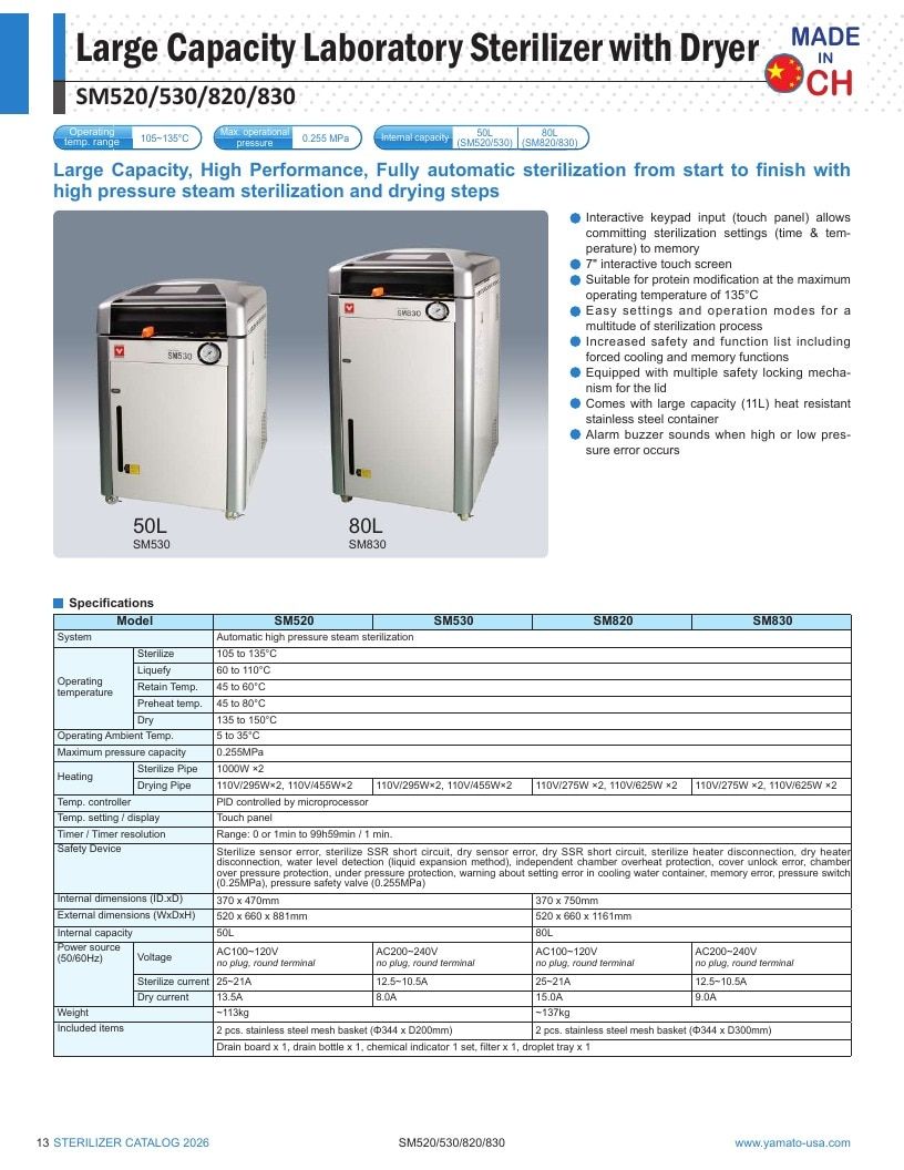 Yamato USA Laboratory Equipment Catalog Weekly Ad January 1 - December 31, 2026
