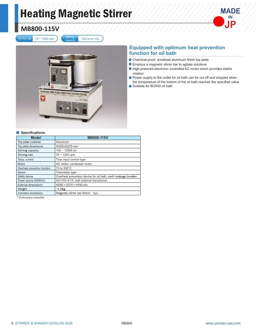 Yamato USA Laboratory Equipment Catalog Weekly Ad January 1 - December 31, 2026