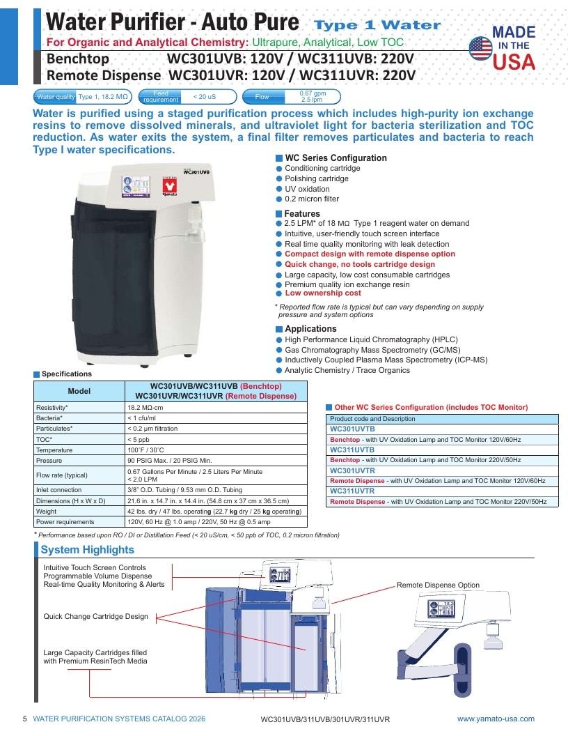 Yamato USA Laboratory Equipment Catalog Weekly Ad January 1 - December 31, 2026
