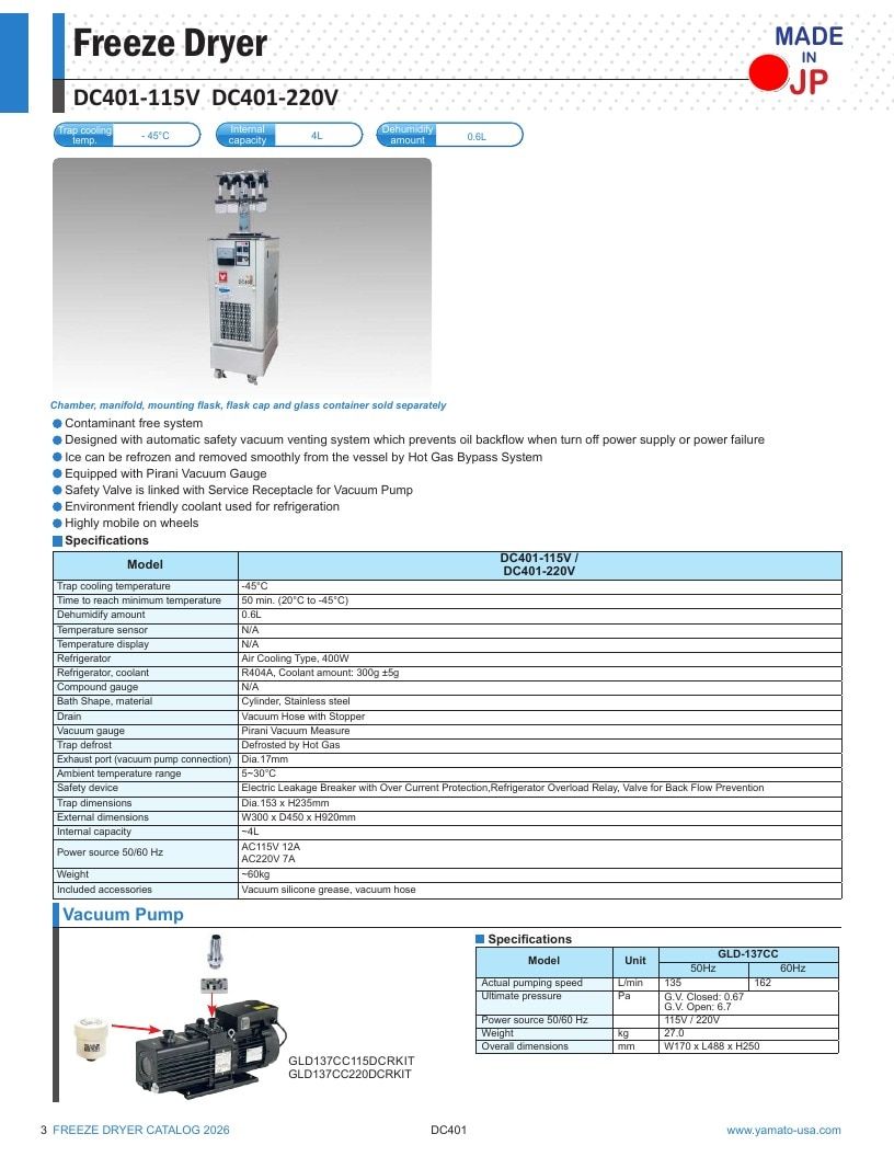 Yamato USA Laboratory Equipment Catalog Weekly Ad January 1 - December 31, 2026