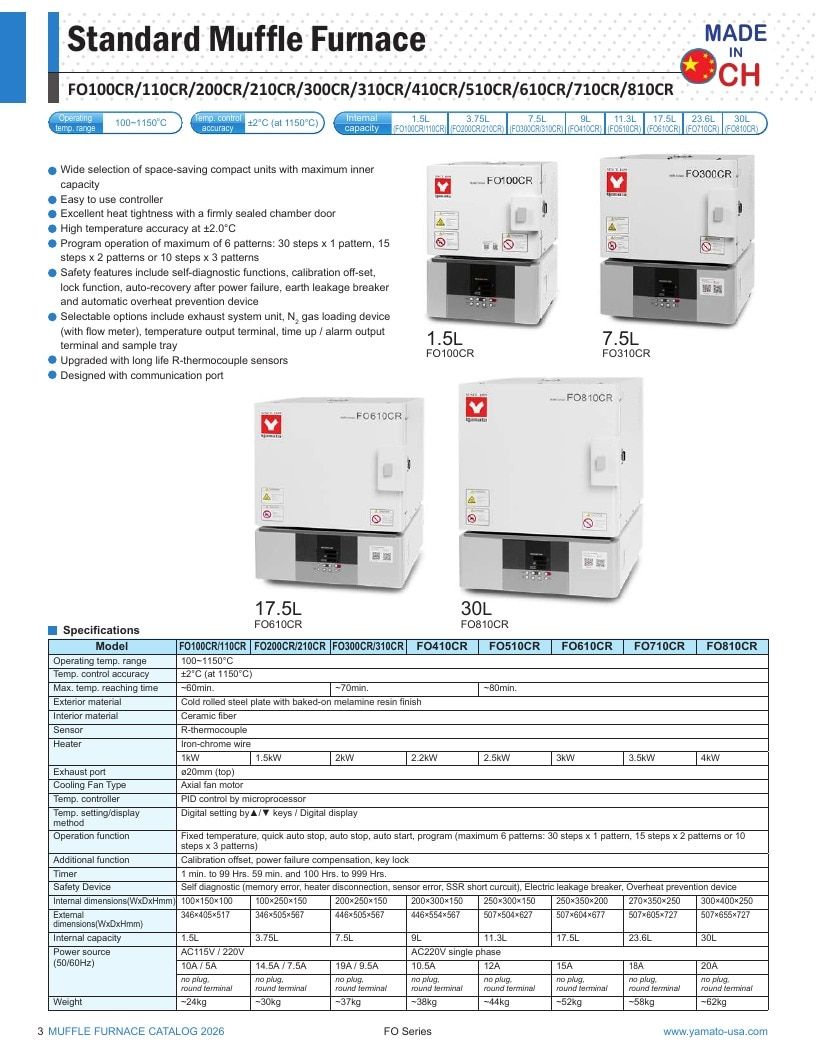 Yamato USA Laboratory Equipment Catalog Weekly Ad January 1 - December 31, 2026