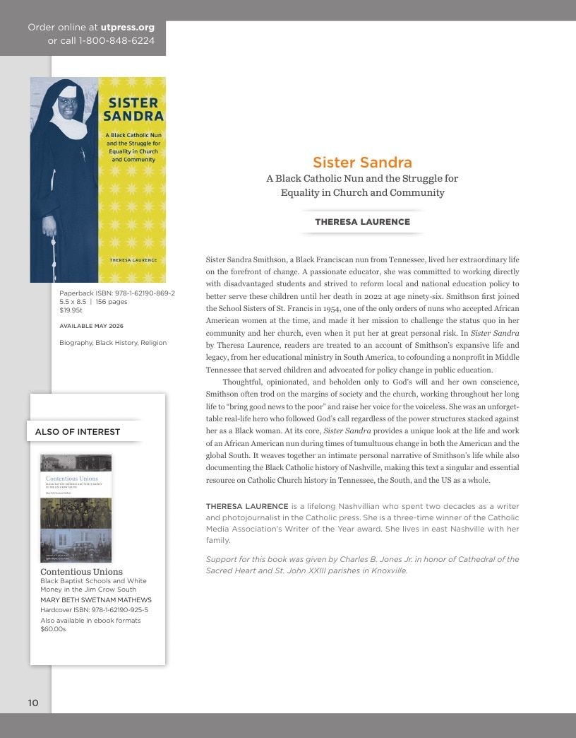 University of Tennessee Press Spring and Summer Books Catalog Weekly Ad January 1 - December 31, 2026