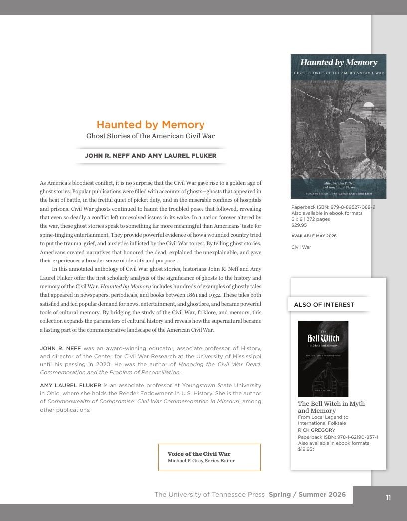 University of Tennessee Press Spring and Summer Books Catalog Weekly Ad January 1 - December 31, 2026