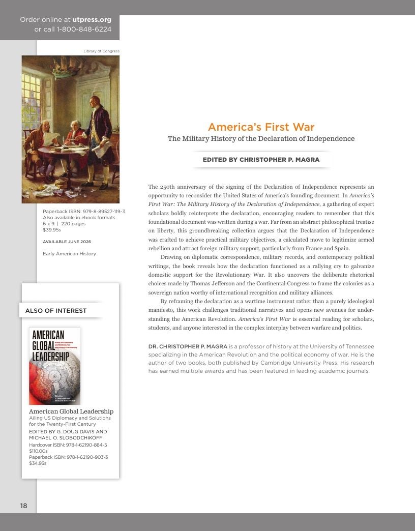 University of Tennessee Press Spring and Summer Books Catalog Weekly Ad January 1 - December 31, 2026