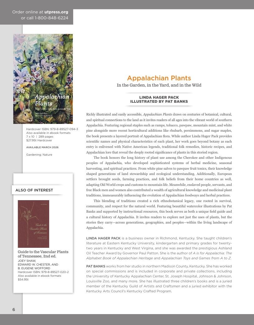 University of Tennessee Press Spring and Summer Books Catalog Weekly Ad January 1 - December 31, 2026