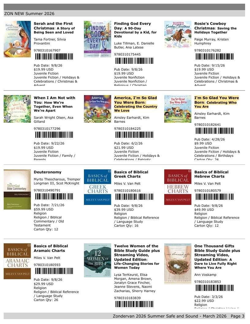 Zondervan Summer New Titles Catalog Weekly Ad January 1 - December 31, 2026