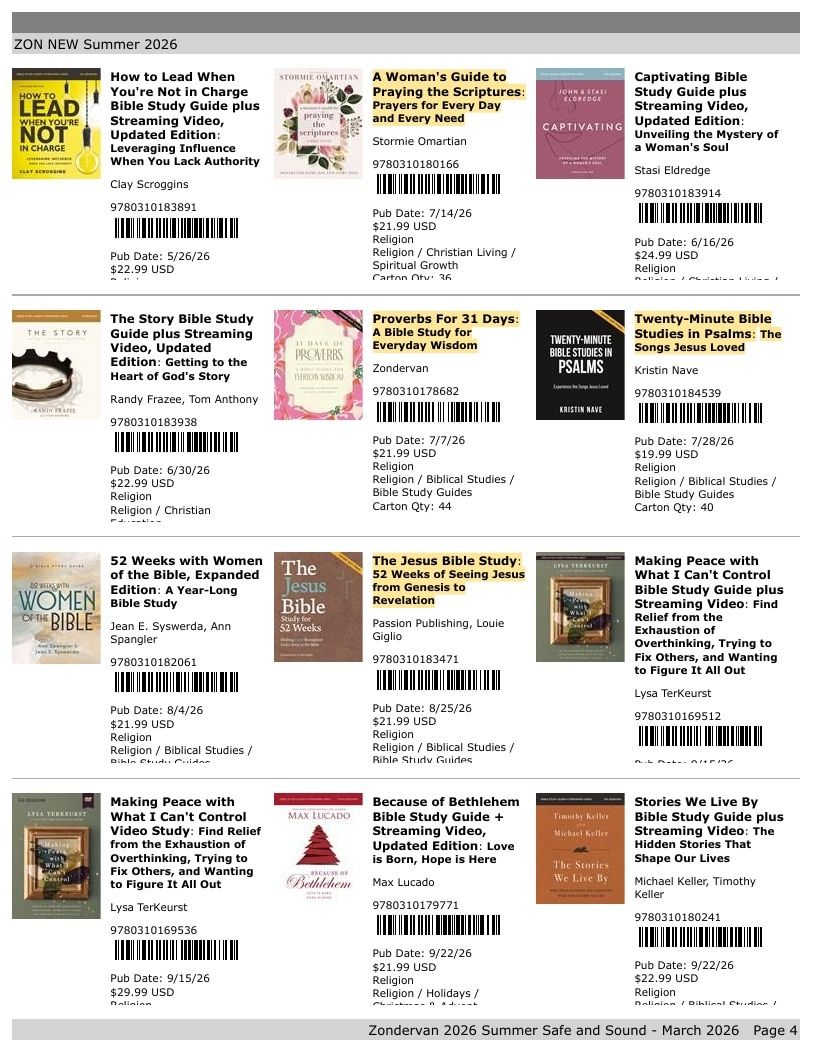 Zondervan Summer New Titles Catalog Weekly Ad January 1 - December 31, 2026