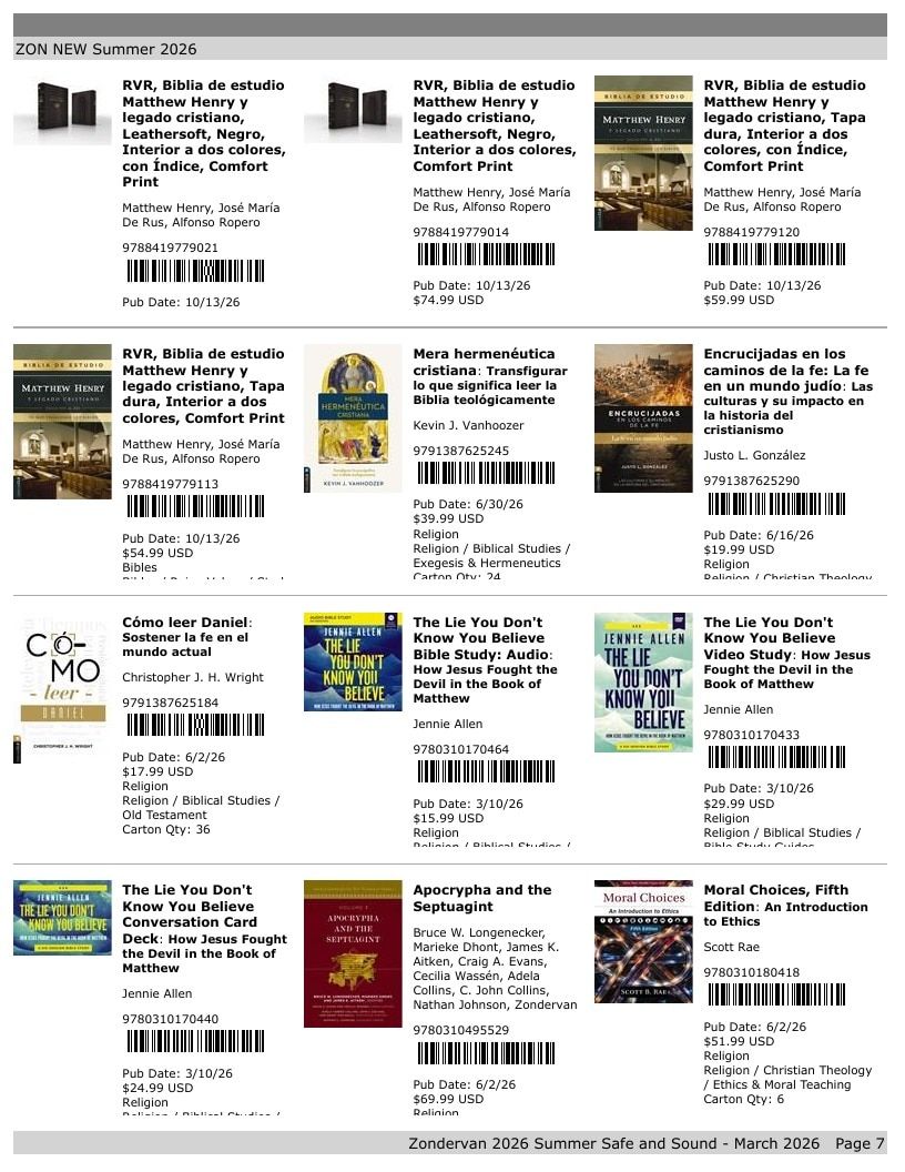 Zondervan Summer New Titles Catalog Weekly Ad January 1 - December 31, 2026