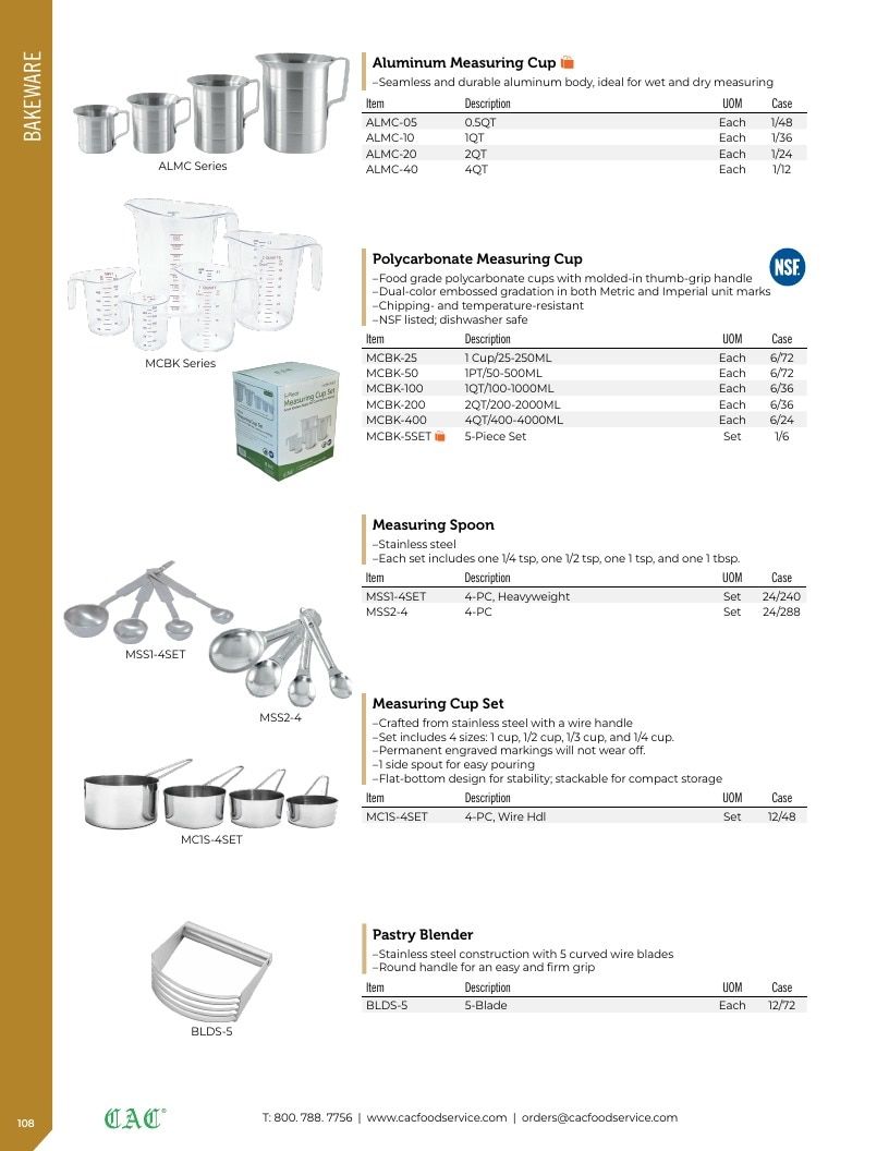 C.A.C. Foodservice Smallwares Catalog Weekly Ad January 1 - December 31, 2026