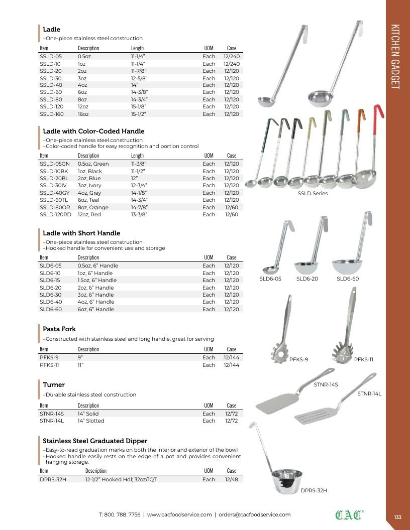 C.A.C. Foodservice Smallwares Catalog Weekly Ad January 1 - December 31, 2026