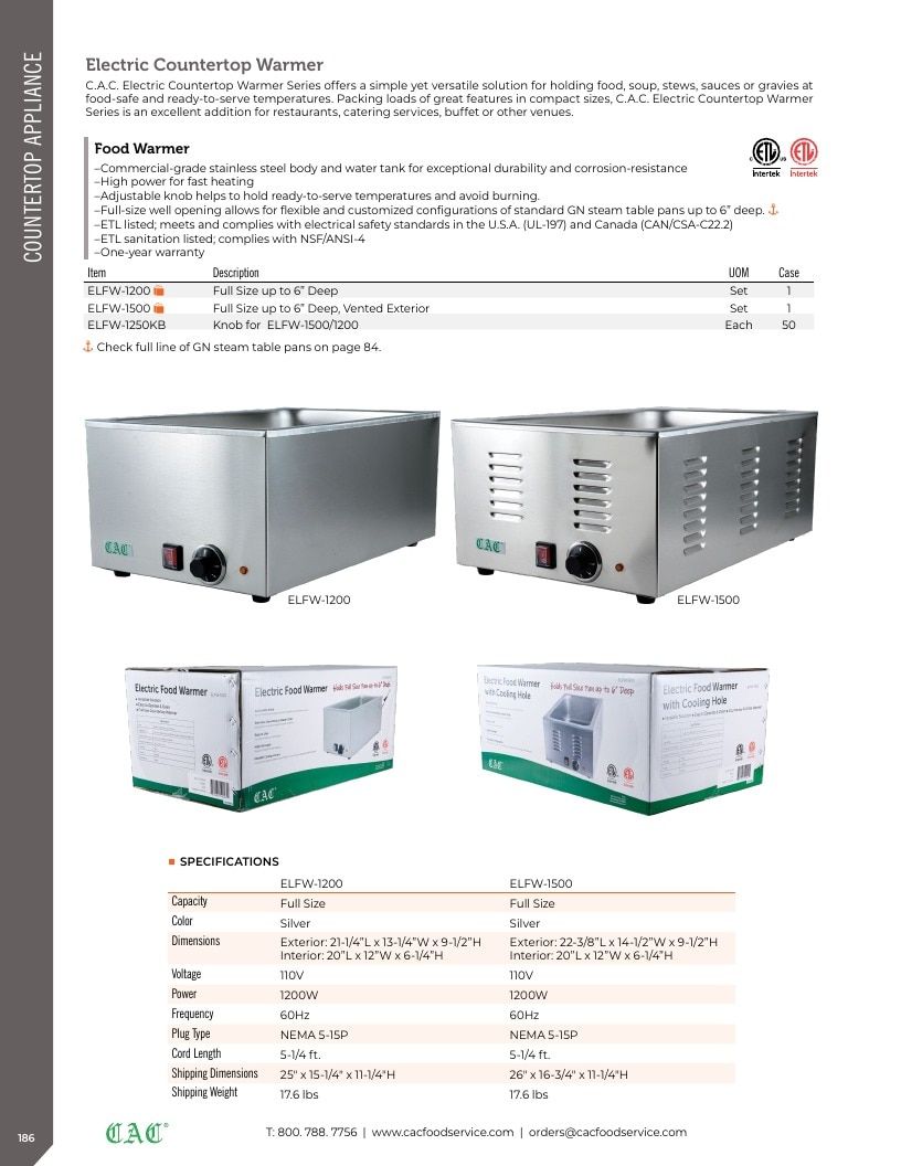 C.A.C. Foodservice Smallwares Catalog Weekly Ad January 1 - December 31, 2026
