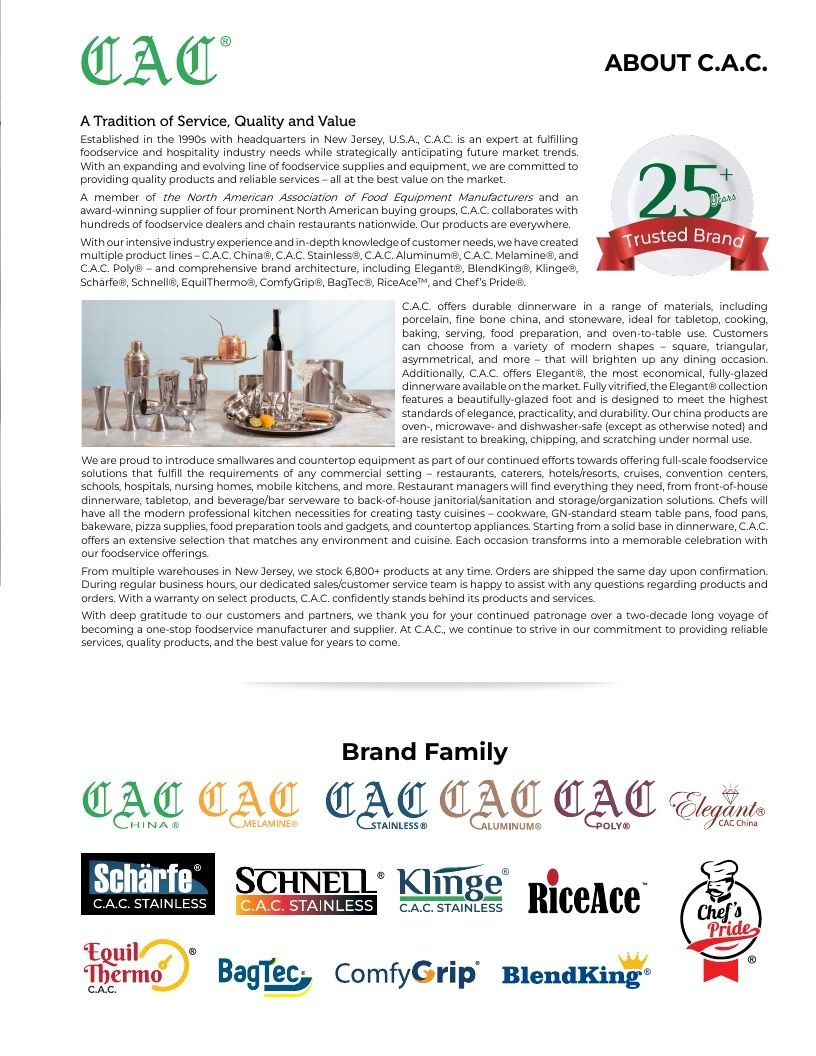 C.A.C. Foodservice Smallwares Catalog Weekly Ad January 1 - December 31, 2026
