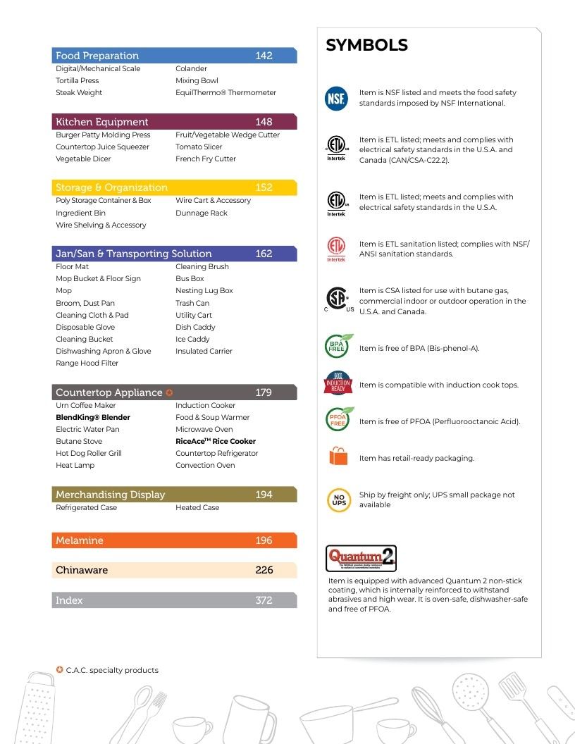 C.A.C. Foodservice Smallwares Catalog Weekly Ad January 1 - December 31, 2026