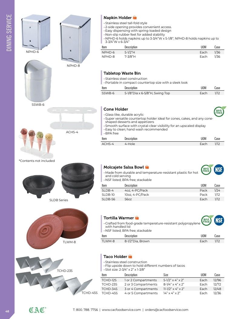 C.A.C. Foodservice Smallwares Catalog Weekly Ad January 1 - December 31, 2026