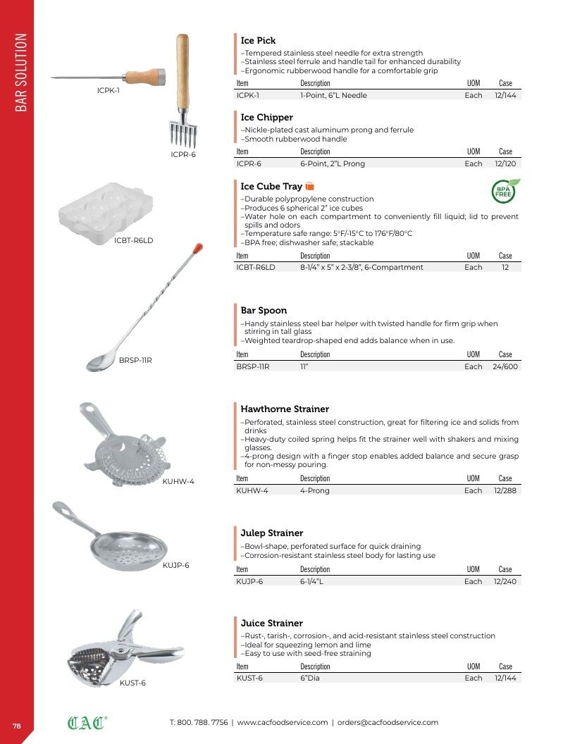 C.A.C. Foodservice Smallwares Catalog Weekly Ad January 1 - December 31, 2026