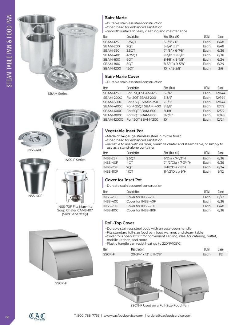 C.A.C. Foodservice Smallwares Catalog Weekly Ad January 1 - December 31, 2026