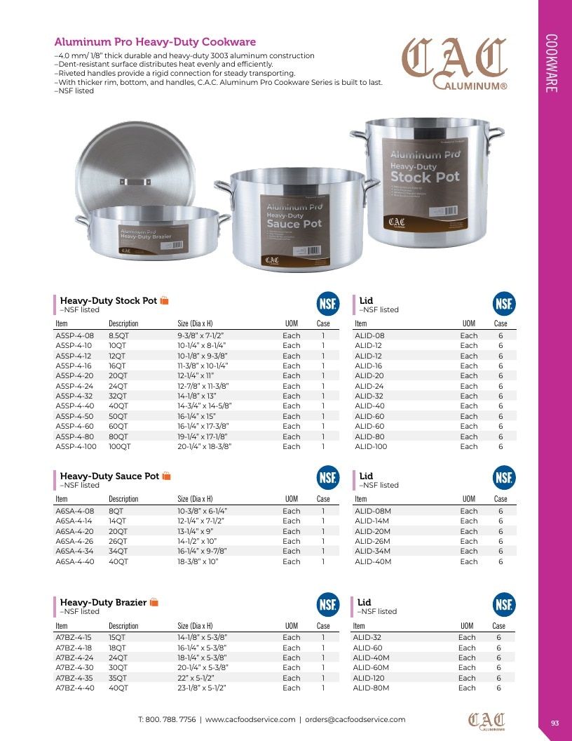 C.A.C. Foodservice Smallwares Catalog Weekly Ad January 1 - December 31, 2026