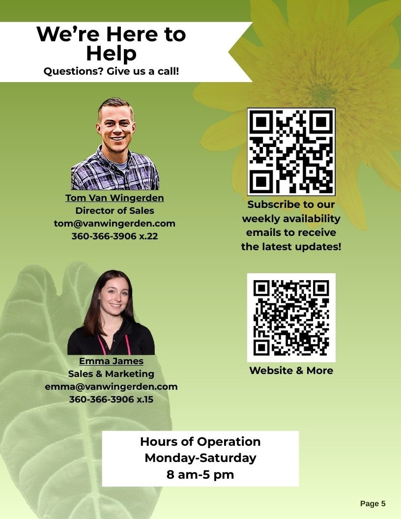 Van Wingerden Greenhouses Wholesale Plants Catalog Weekly Ad January 1 - December 31, 2026