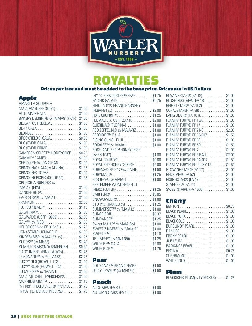 Wafler Nursery Nursery Catalog Weekly Ad January 1 - December 31, 2026