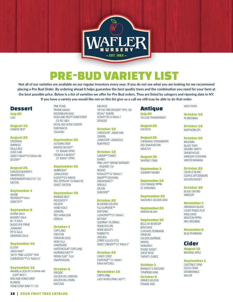 Wafler Nursery Nursery Catalog Weekly Ad January 1 - December 31, 2026